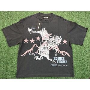 Homme + Femme Men's Ride Or Die Cropped Black Tee Size Small